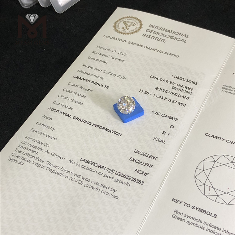 5.52CT G SI1 ID EX LAB crevit adamas cvd 5ct