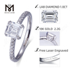 18k Aurum 2.2G Aurum pondus 1ct Smaragdus Lab Diamond Ring