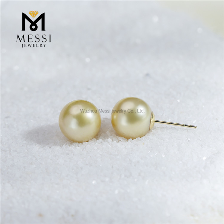 9-10mm Luxuria & Unique Jewelry 18k Designer Golden South Sea Pearl Earrings