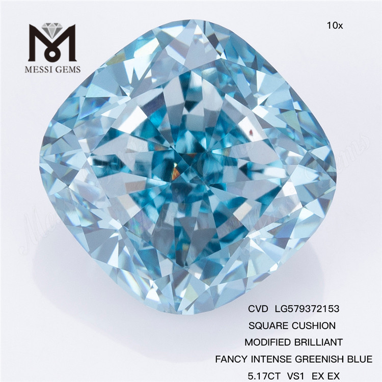 5.17CT VS1 EX EX QUADRATUM CUBICULUM MODIFICATUS FACETIAE GRAVIDUS RED CVD solve Blue Diamond LG579372153 