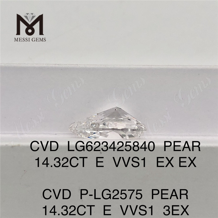 14.32CT PEAR E VVS1 CVD 14ct lab diamond onsale丨Messigems LG623425840 