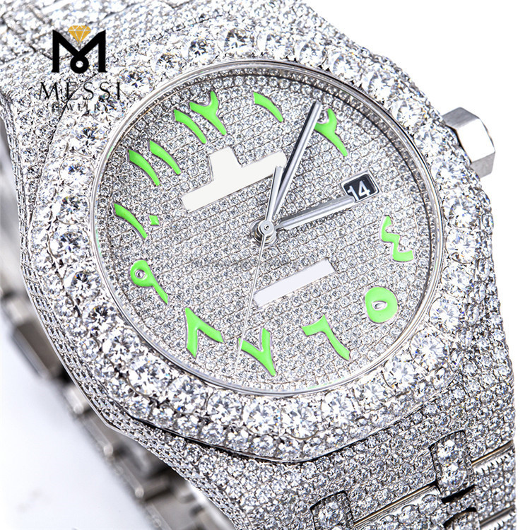 Luxuria & Scintillans Moissanite Iced Out Watch Special Text Mars