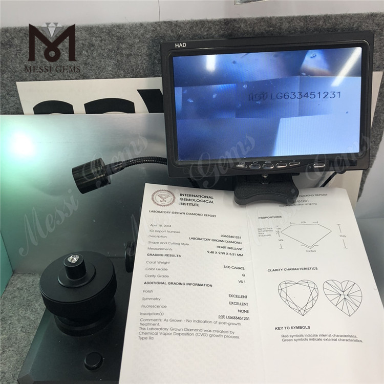 3.05CT G VS1 HS CVD lab adamantibus Lupum fecit LG633451231丨Messigems 