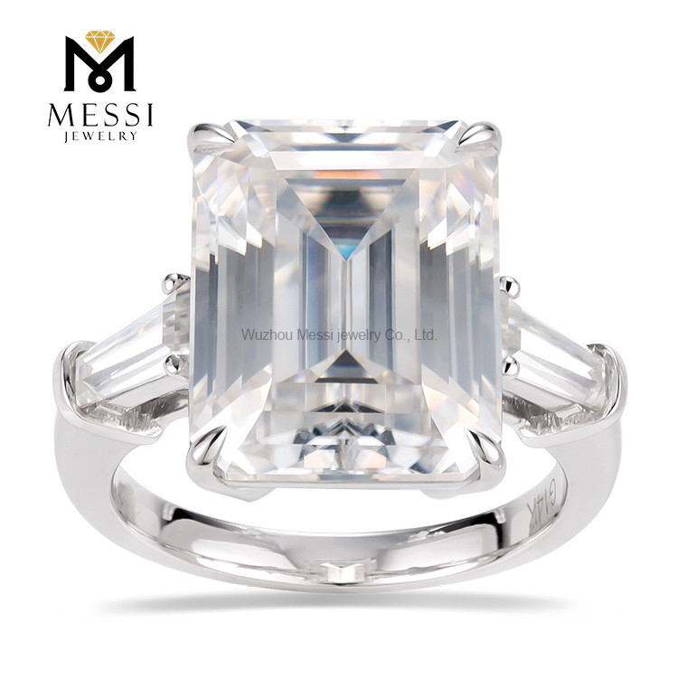 14k 18k aurum aurum tres lapides 4ct magna lab adamas smaragdus sectus 3 Diamond Ring