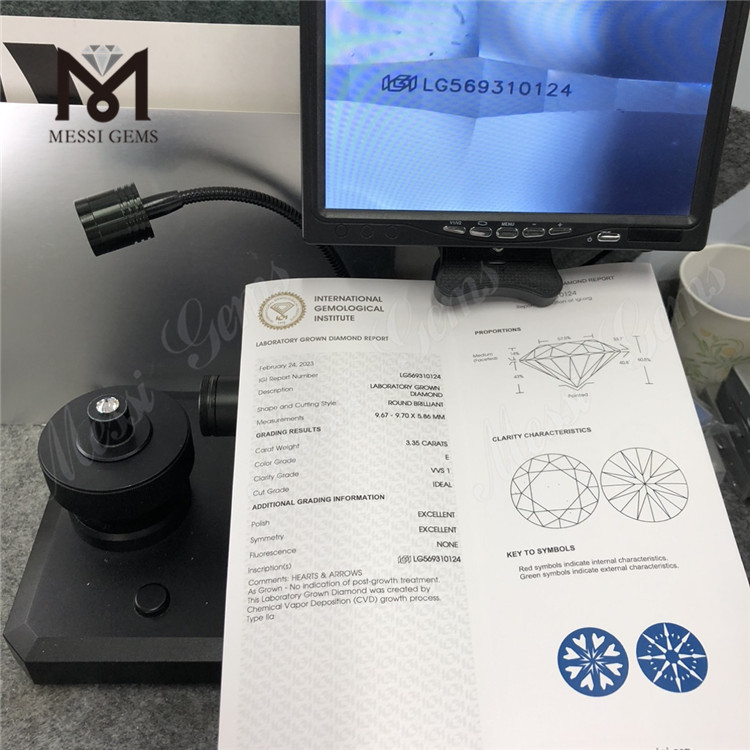 3.35CT E VVS1 ID EX Lab Grown Certified Diamonds