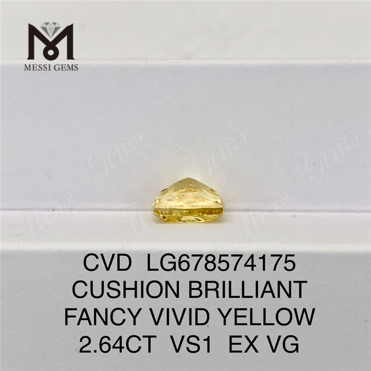 2.64ct Cushion Laboratory crevit Diamonds Umbra Vidi Yellow VG VG CVD LG678574175