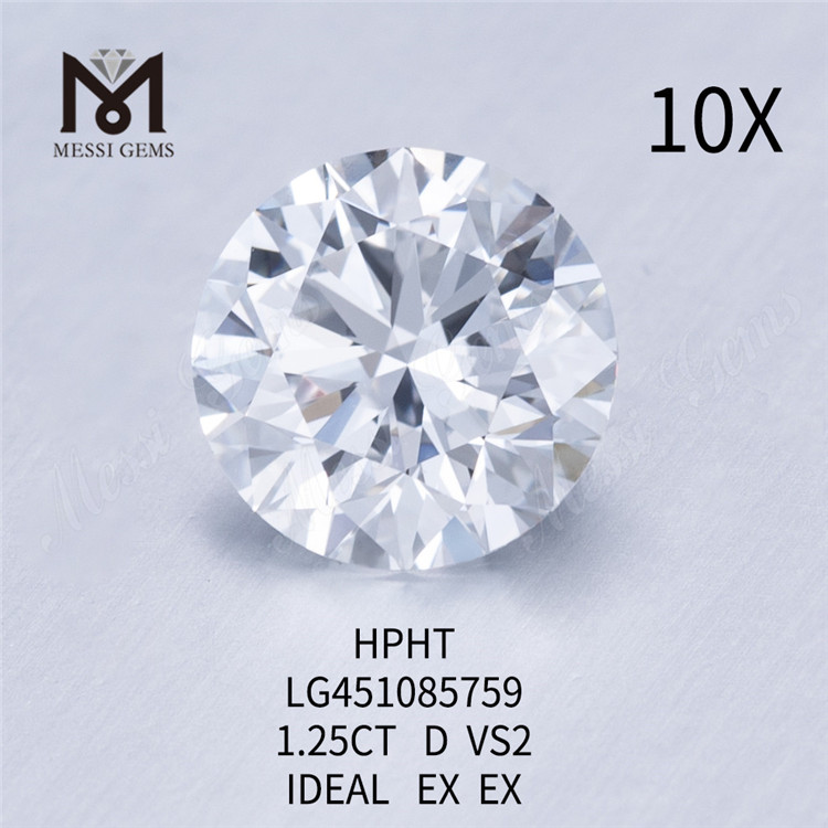 HPHT lab diamonds 1.25ct D VS2 RD FACETIIS