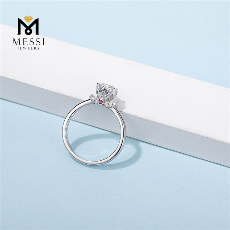 Fashion Design 6.5mm 1ct Moissanite Solitaire Woman Ring Wholesale 925 Sterling Silver Ring