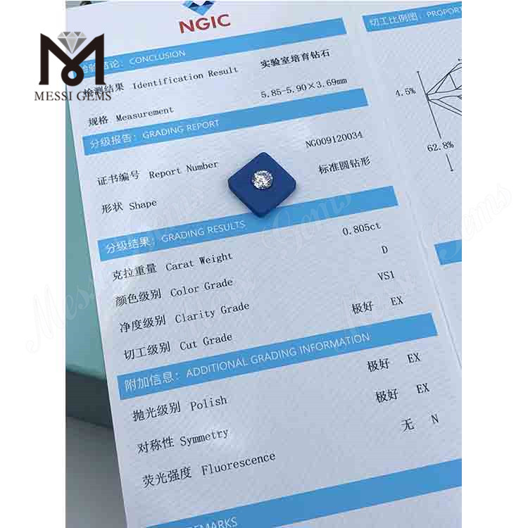 0,805carat D / VS1 circum soluta lab adamas 3EX