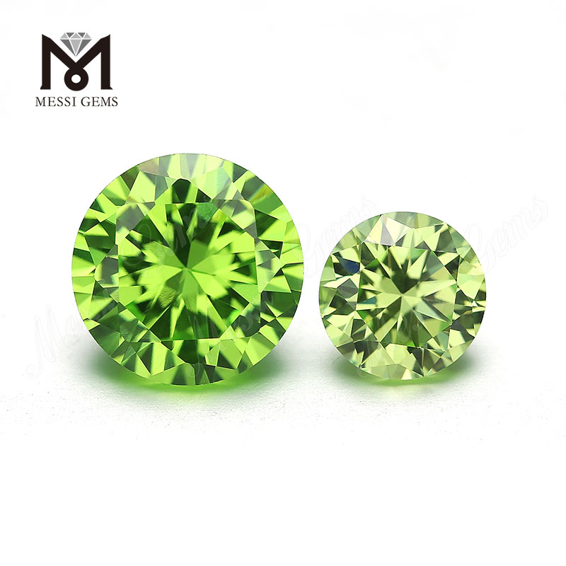 Synthetica cz officina lapidea 8.0mm rotundi pomi viridis coloris cubci zirconia