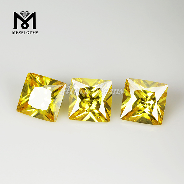 Manufacturer Princess Cut Yellow Cubic Zirconia Synthetic Stones Square