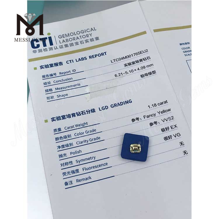 Flavo lab adamantibus smaragdi 1.18ct VVS2 