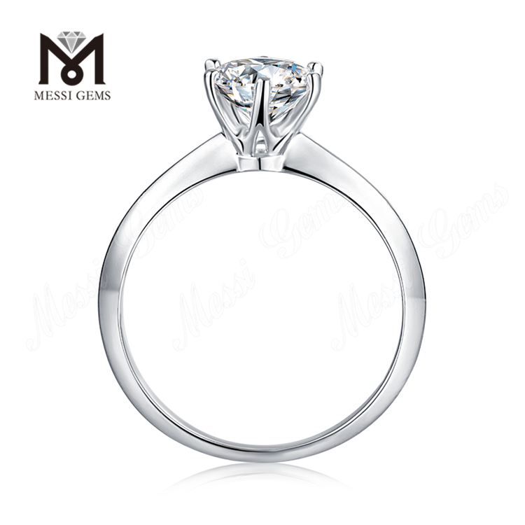 Messi Gemmae 1ct moissanitae solitaire 925 anulum sterlingorum pro nuptiis sponsalibus