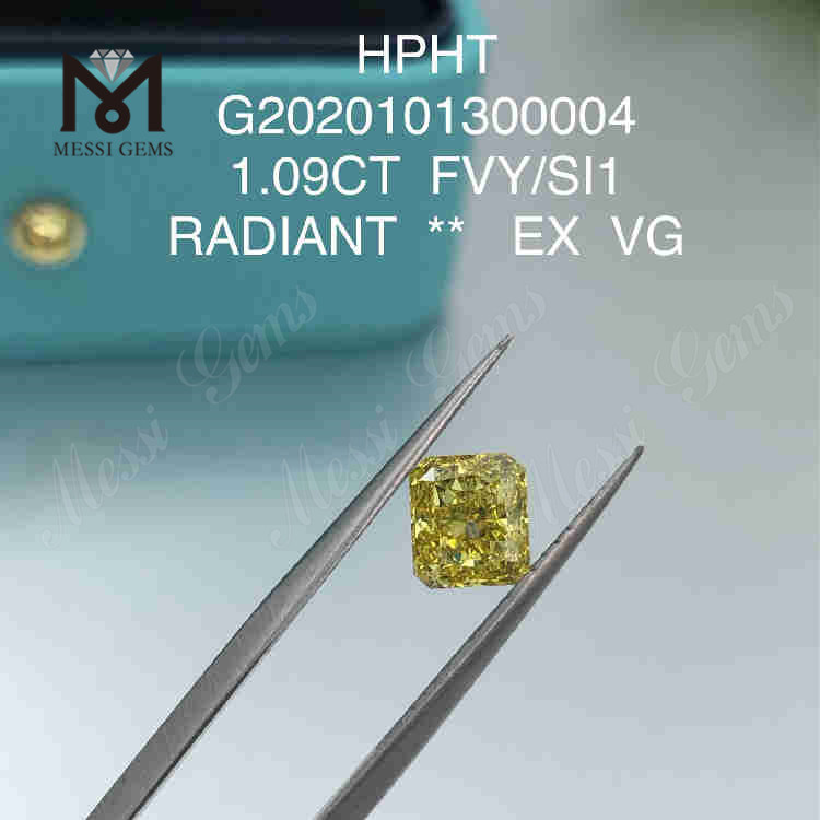 1.09ct FVY/SI1 radians sectis coloratis lab crevit crystallini EX