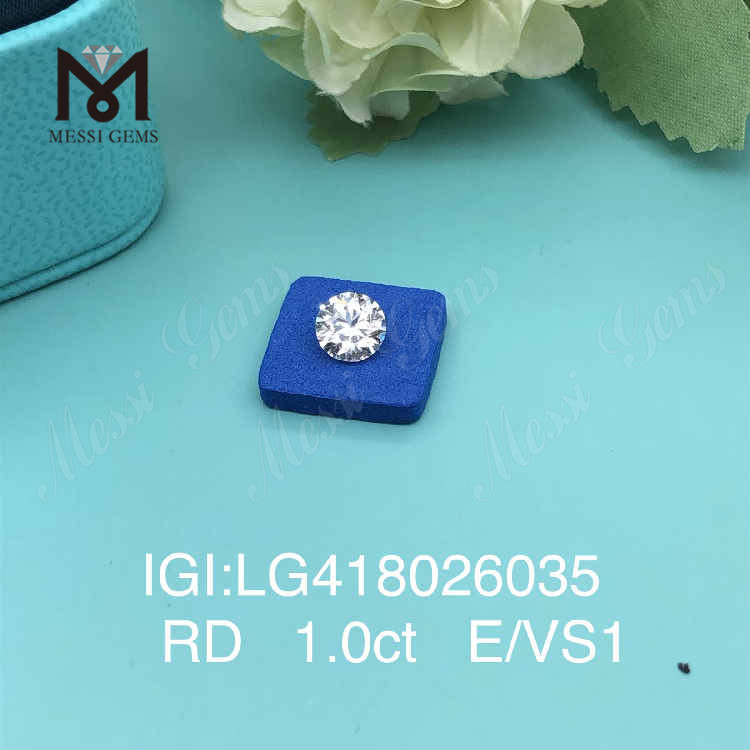 1.0CT E/VS1 Round EX VG Lab Grown Diamond
