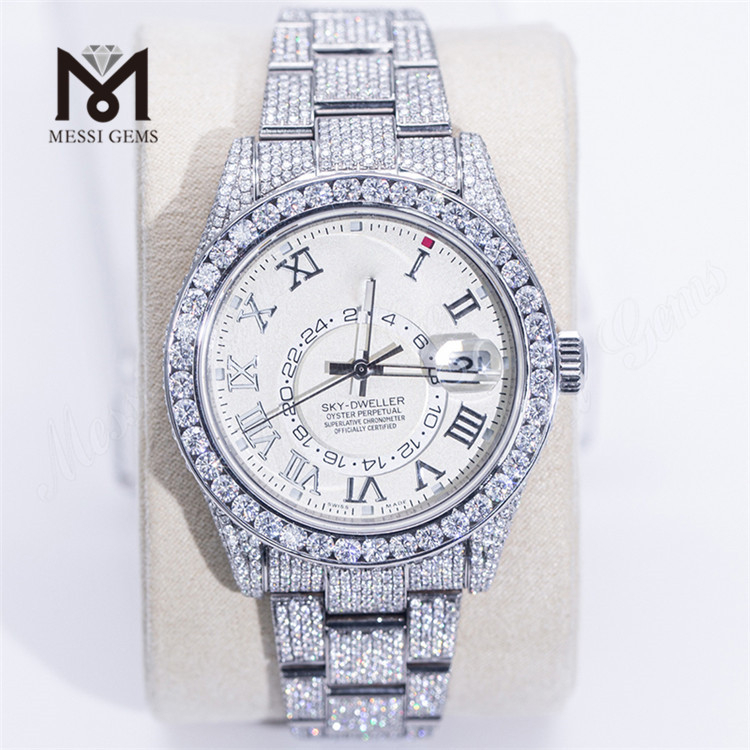 Custom Design Men Woman Luxuria Hand Set Iced Out Top Brand Moissanite Diamond Watch