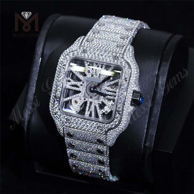 Custom Design Men Woman Luxuria Hand Set Iced Out Diamond Moissanite Watch 