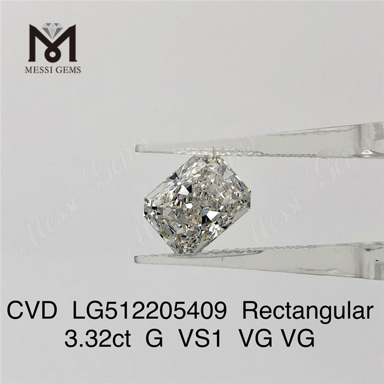 3.32CT G VS cvd Lab Grown Diamond Rectangularis IGI Certificate lab diamond