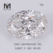 3.09ct F VS1 VG VG OVAL CVD IGI Certificatorium iaspis laboratorium