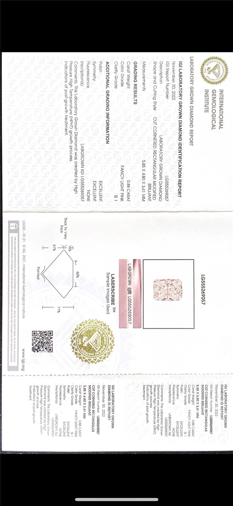 0.88ct rosea lab crevit crystallini manufacturer 