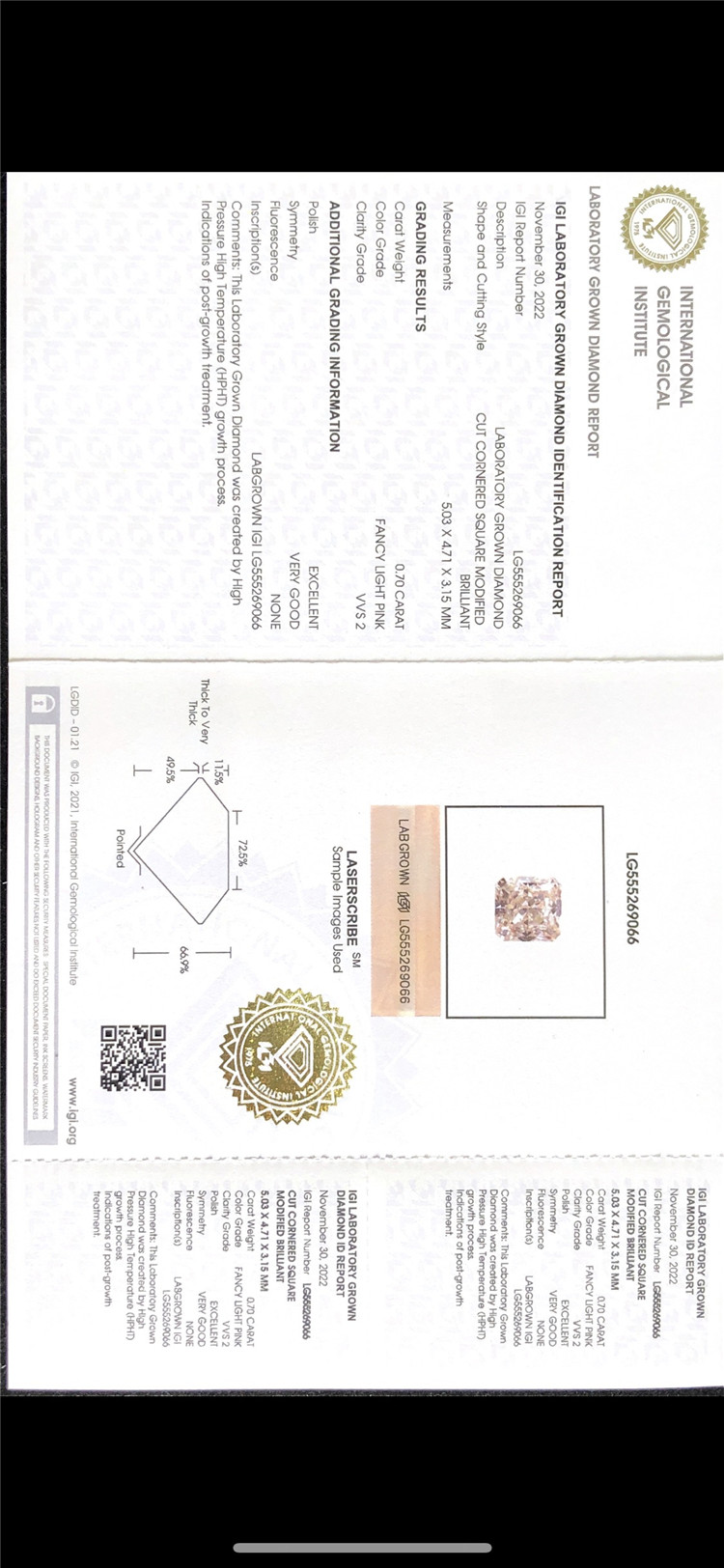 0.7ct rosea lab crevit crystallini manufacturer 