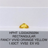 1.63ct Fancy Yellow Lab Diamond VVS2 RECTANGULAR EX solve Synthetica Diamonds