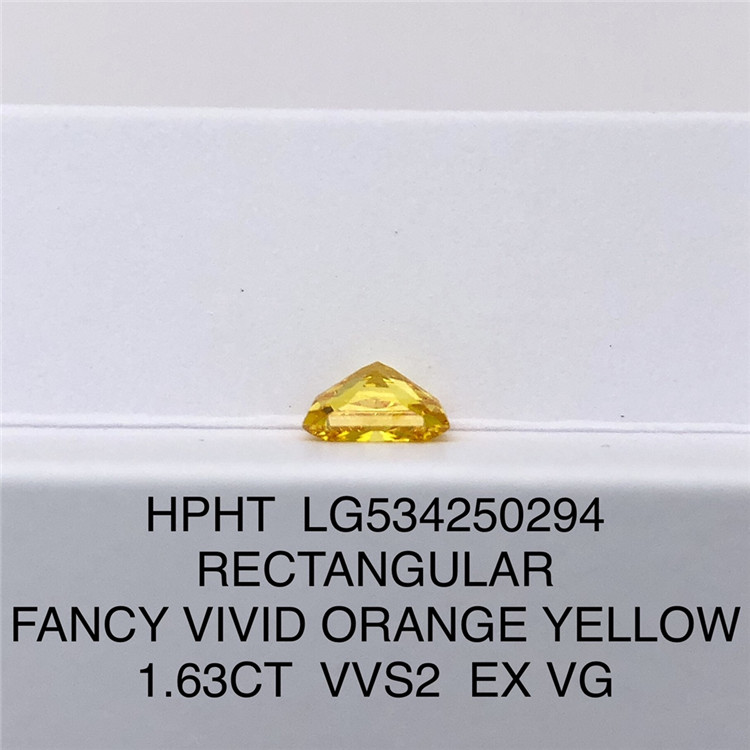 1.63ct Fancy Yellow Lab Diamond VVS2 RECTANGULAR EX solve Synthetica Diamonds