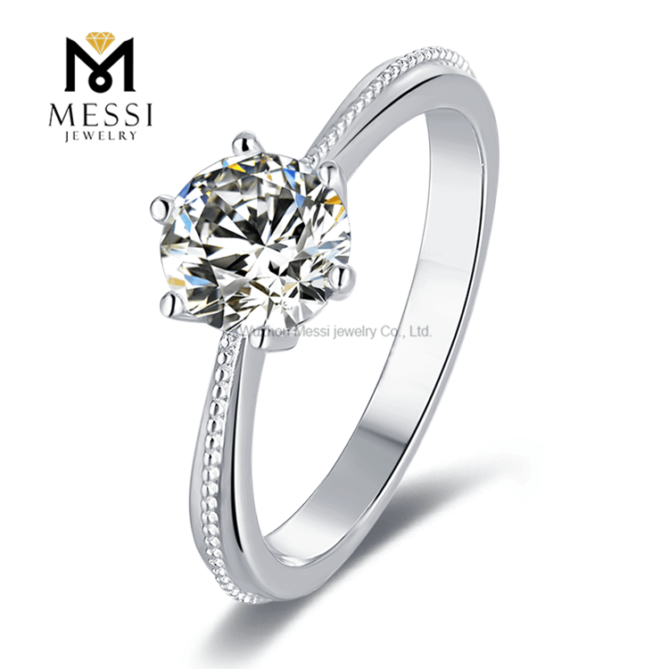 Wholesale Price Fashion Silver Jewelry 1ct Moissanite 925 Sterling Silver Ring