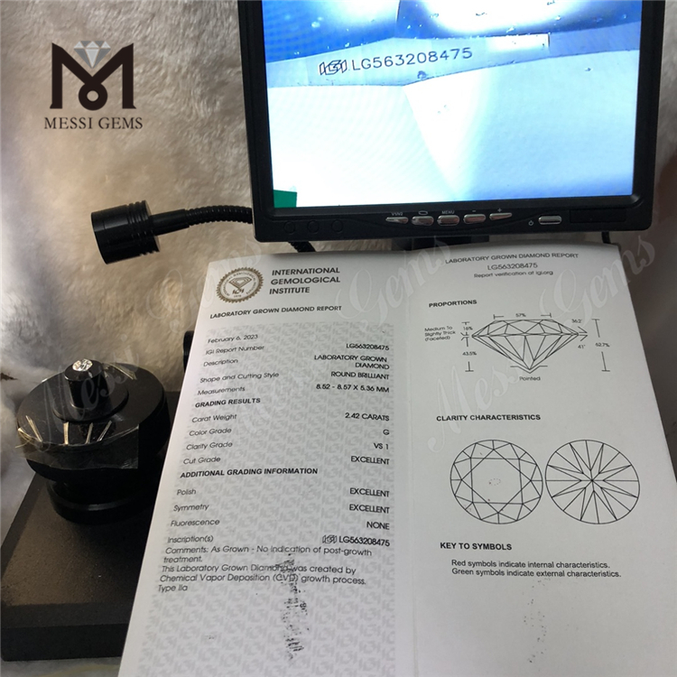 2.42CT G VS1 3EX IGI Lab Diamond CVD for Sale LG563208475丨Messigems