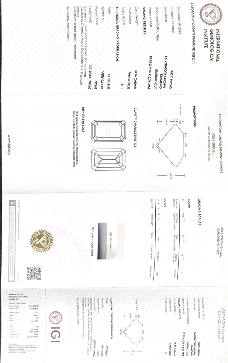 blue 10.76ct laboratorium adamantem igi