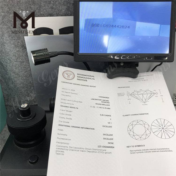 5.20CT F VS1 3EX Laboratorium Diamond CVD LG624442824丨Messigems