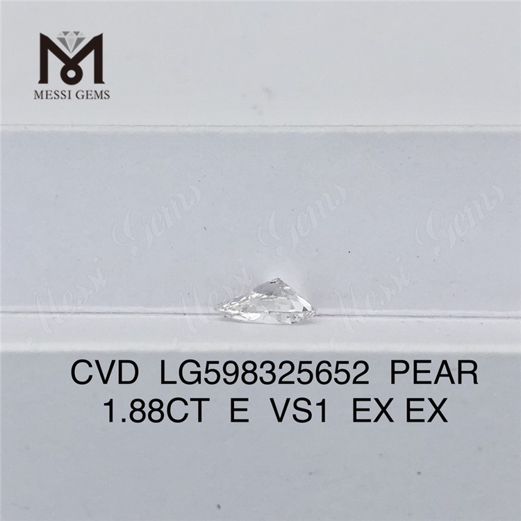 1.88CT E VS1 EX EX PEAR Lab Diamond singularis puritas et candor CVD LG598325652丨Messigems