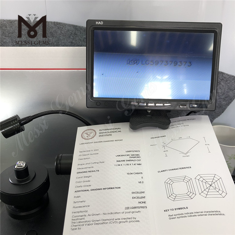 10.04CT E VS2 EX EX QUADRO Smaragdus CUT Lab-Producta Diamonds: Quality Guaranteed CVD LG597379373丨Messigems