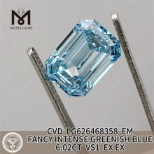 6.02CT Blue Emerald Cut Lab Cultured Diamond VS1 CVD LG626468358丨Messigems 
