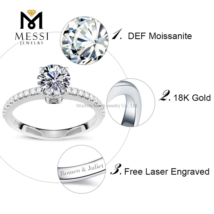 1 carat 18k annulus aureus moissanite pro mulieribus nuptialibus annulis