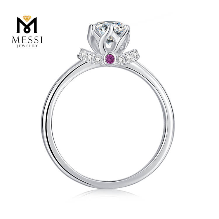 Fashion Design 6.5mm 1ct Moissanite Solitaire Woman Ring Wholesale 925 Sterling Silver Ring