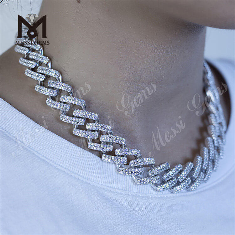 12mm 16mm latitudo 16inch ad 24inch longitudo 925 argenteus moissanitus ligamen torques cubanus calidus