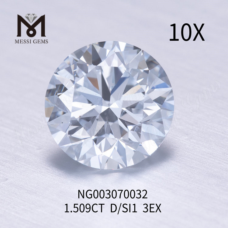 D round Solve Gemstone Synthetic Diamond SI1 1.509ct EX Cut