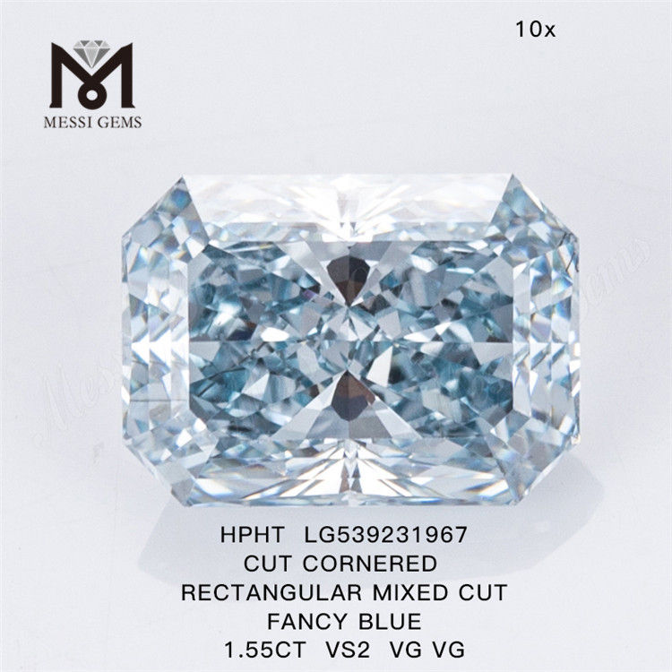 1.55ct hyacintho HPHT adamas Lupum rectum rectangulum HPHT blue lab diamonds