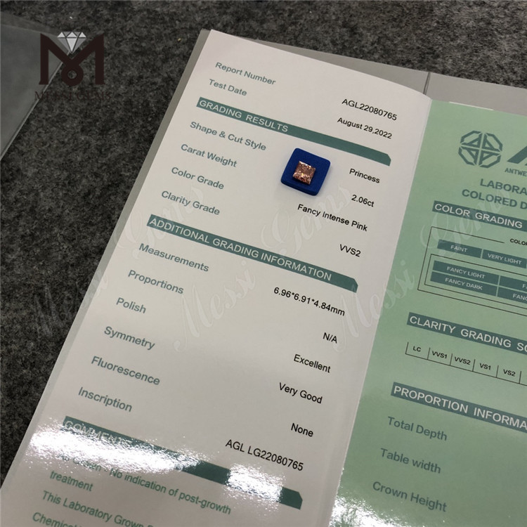 2.064ct rosea lab adamas crevit iaspis Cvd synthetica rosea iaspis Lupum pretium
