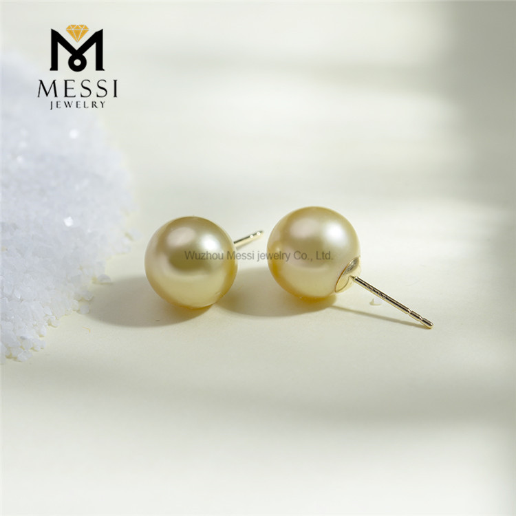 9-10mm Luxuria & Unique Jewelry 18k Designer Golden South Sea Pearl Earrings