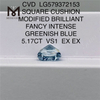5.17CT VS1 EX EX QUADRATUM CUBICULUM MODIFICATUS FACETIAE GRAVIDUS RED CVD solve Blue Diamond LG579372153 