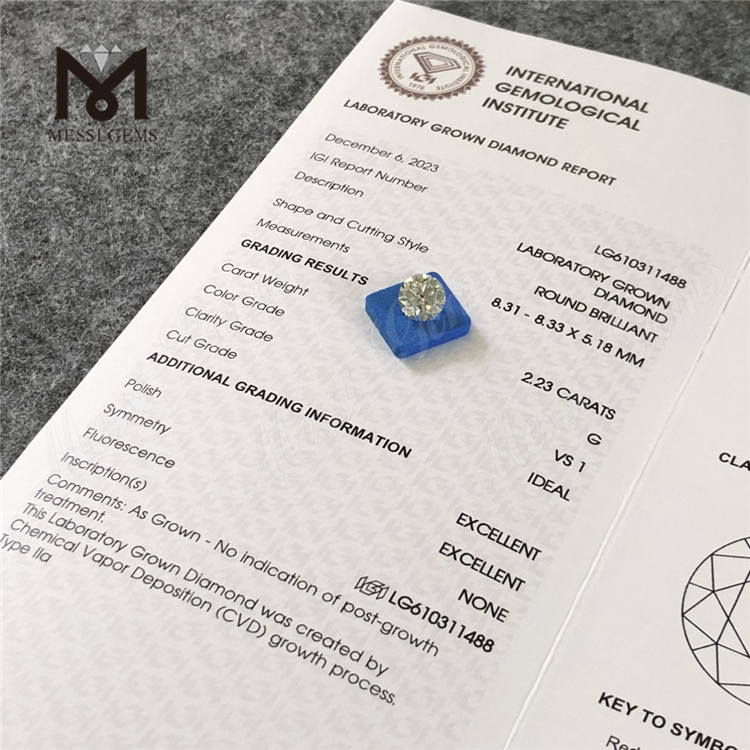 2.23CT G VS1 CVD丨Messigems LG610311488 custom Consuetudo facta adamantino CVD丨Messigems