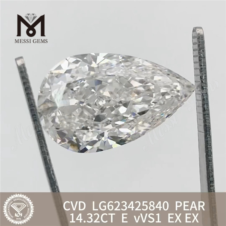 14.32CT PEAR E VVS1 CVD 14ct lab diamond onsale丨Messigems LG623425840 