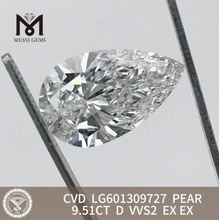 9.51ct D VVS2 Pirum CVD CVD solveris crevit Diamond LG601309727 