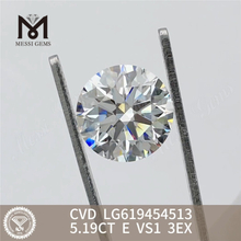 5.19CT E VS1 3EX Round Cut Custus 5ct Diamond CVD LG619454513丨Messigems