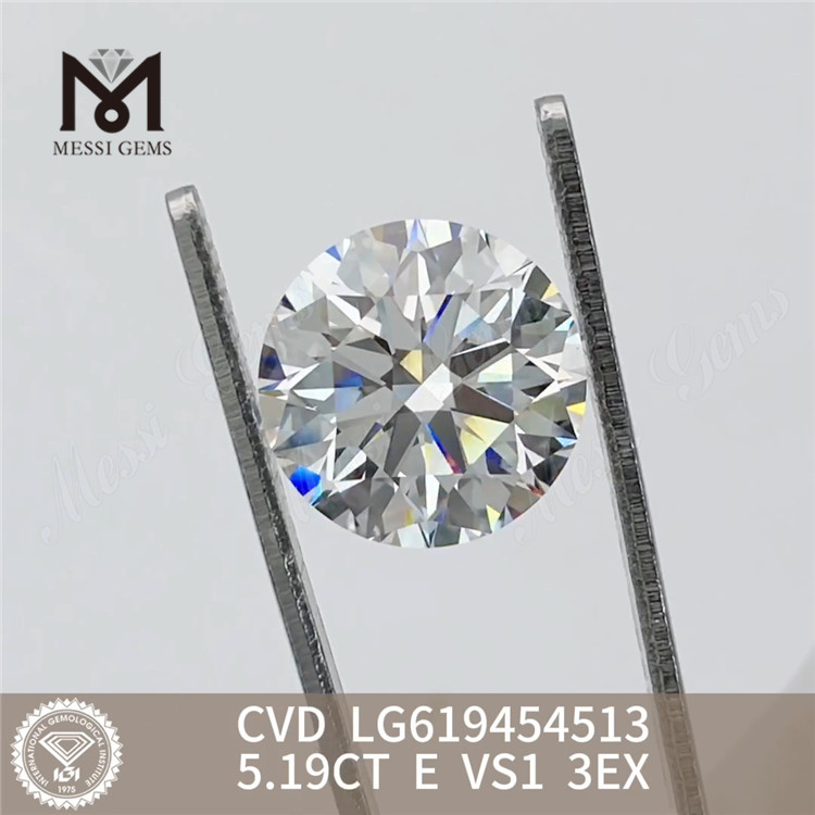 5.23CT E VS1 3EX Round Simulata Diamond CVD LG619454515丨Messigems