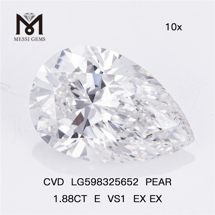 1.88CT E VS1 EX EX PEAR Lab Diamond singularis puritas et candor CVD LG598325652丨Messigems