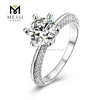 Donum natale moissanitae solitaire feminae anuli aurei 14k auri patella 925 anuli argentei
