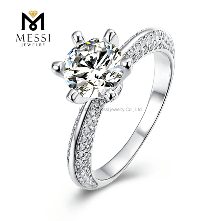 Donum natale moissanitae solitaire feminae anuli aurei 14k auri patella 925 anuli argentei